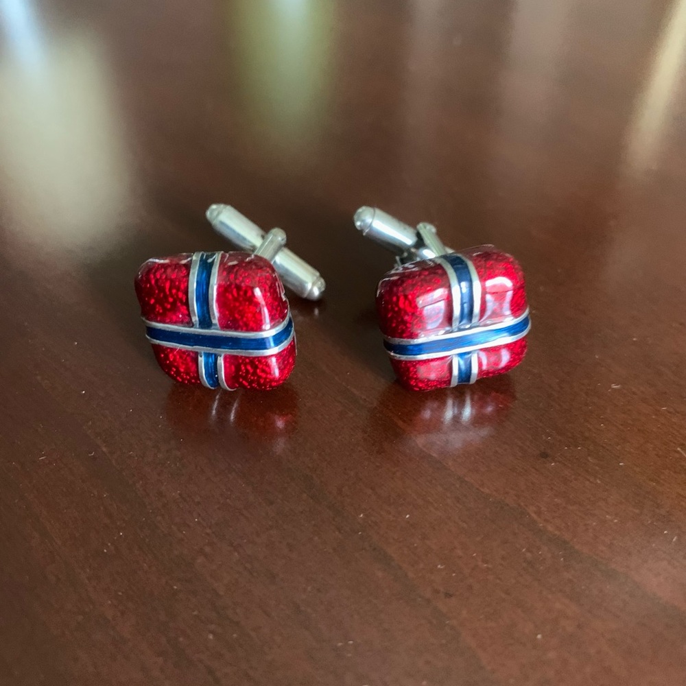 Flag of Norway Resin & Silver Cufflinks